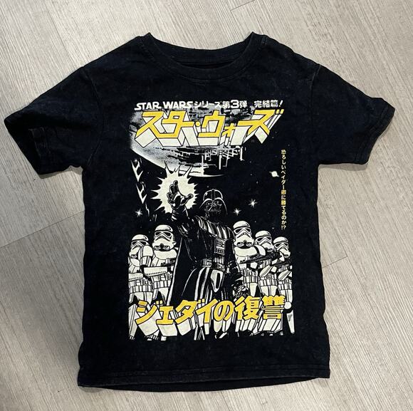 Lucasfilm Other - Star Wars Mineral Washed Black T Japanese Darth Vader Storm Trooper Youth XS 4/5